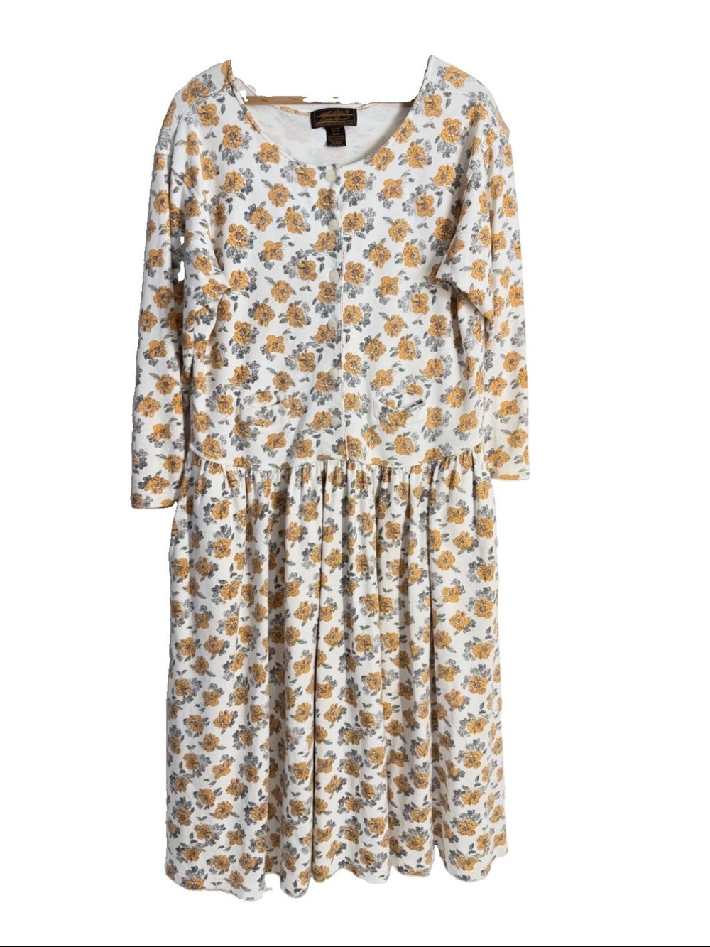 EDDIE BAUER M Petite Vintage90's Maxi Floral Shirt Dress‎ Button Long Peasant